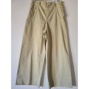 Zara Pants Womens 4 High Rise Relaxed Leg Ankle Length Wide Leg Light Gren Olive